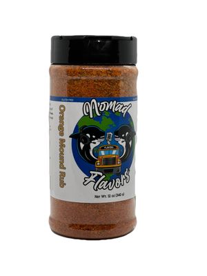 NOMAD FLAVORS - SEASONING: ORANGE MOUND BBQ RUB (12 Ounce container) GO-TO SEASONING FOR ENHANCING THE FLAVOR OF EVERY MEAT, SEAFOOD, SALAD, &amp; SNACKS