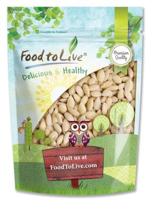 Food to Live - Blanched Whole Almonds, 4 Pounds - Raw, Skinless, Unsalted, Keto, Vegan, Kosher, Bulk. High in Protein, Fiber, Vitamin E, Riboflavin.