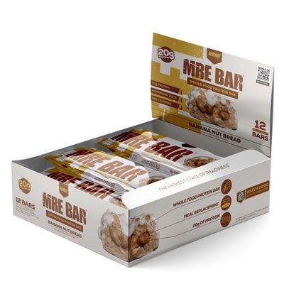 REDCON1 MRE Protein Bar, Banana Nut Bread - Contains MCT Oil  20g of Whole Food Protein - Easily Digestible, Macro Balanced Low Sugar Meal Replacement Bar (12 Bars)