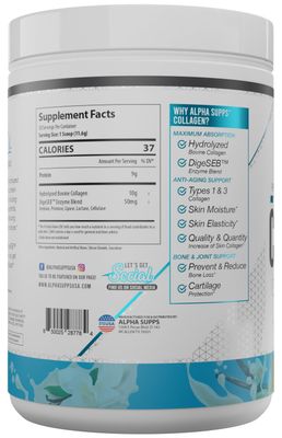 Alpha Supps Premium Hydrolyzed Collagen Protein Powder - Collagen Peptides Supplement for Men & Women with Digestive Enzymes - 30 Servings (French Vanilla)