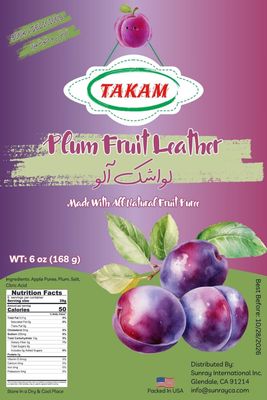 Takam Lavashak Plum Fruit Leather Authentic Persian Style Sour and Salty Fruit Layer 6 OZ - 168g