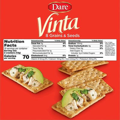 Vinta Crackers, Original - Delicious Bold Taste of 8 Grains and Seeds, 250g/8.8oz, 2-Pack Imported from Canada