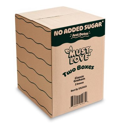 Must Love Classic Graham - No Added Sugar, Sweetened with Dates - Great for Pie Crust, Mini S'more, Cheese Boards - Simple Ingredients, Vegan, Plant-Based - Healthy Snacking for Family, 2 Pack x 5 oz