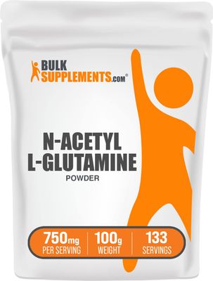 BulkSupplements.com N-Acetyl L-Glutamine Powder - Glutamine Supplement, L Glutamine Powder, Gut Health &amp; Recovery - Gluten Free, 750mg per Serving, 100g (3.5 oz) (Pack of 1)