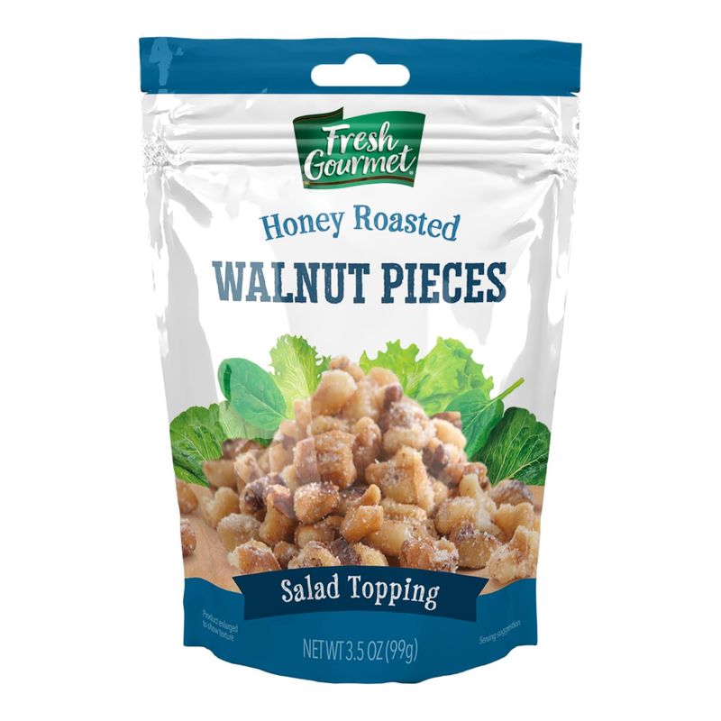 Fresh Gourmet Glazed Walnut Pieces  Honey Roasted Flavor 3.5 Ounce, Pack of 9  Crunchy Snack and Salad Topper