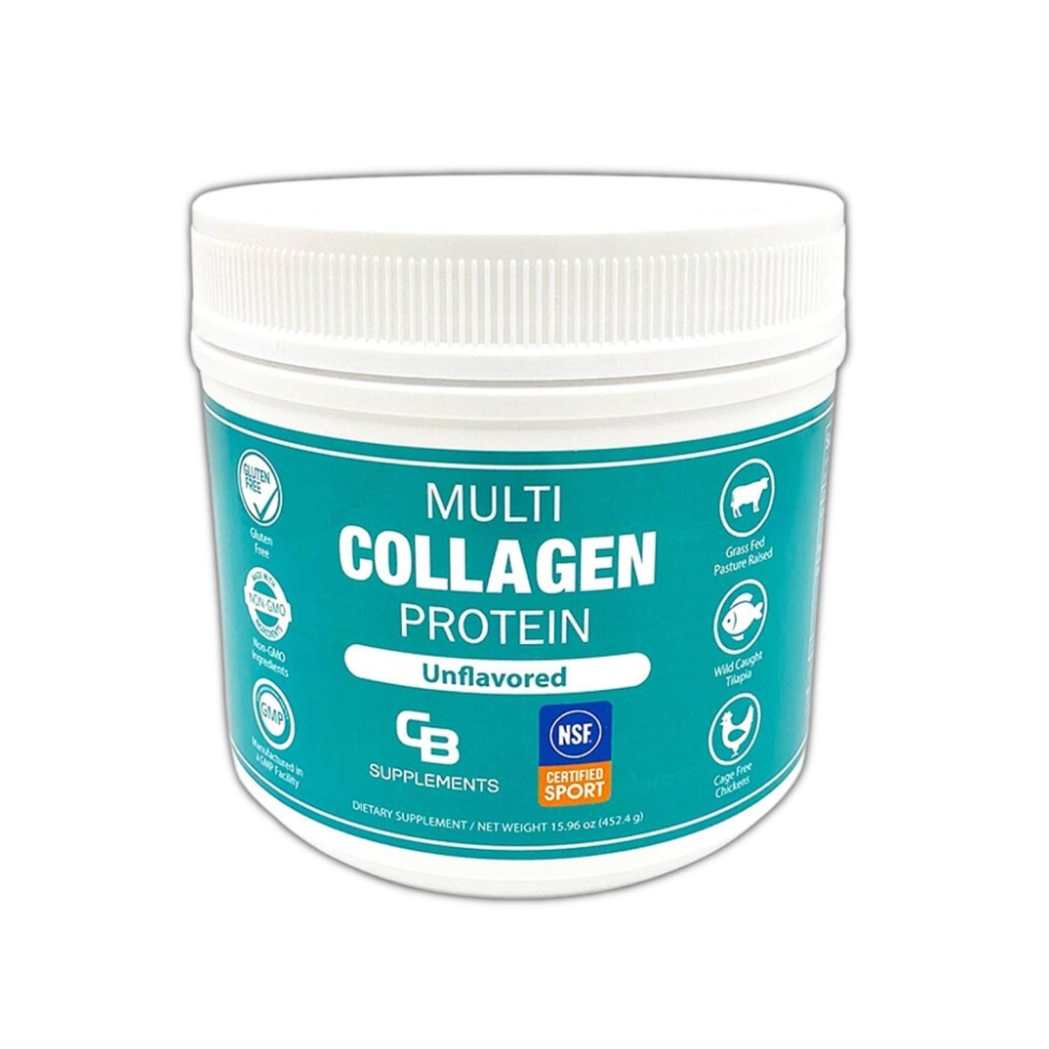 CB Supplements NSF Certified for Sport Multi Collagen Protein Powder Bone, Skin, Hair, and Joint Support  Hydrolyzed Collagen Supplements (58 Servings (Pack of 1), Unflavored)