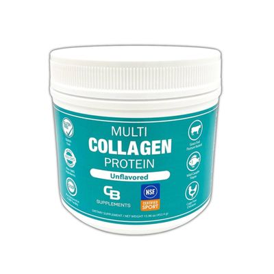 CB Supplements NSF Certified for Sport Multi Collagen Protein Powder Bone, Skin, Hair, and Joint Support  Hydrolyzed Collagen Supplements (58 Servings (Pack of 1), Unflavored)