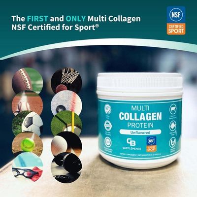 CB Supplements NSF Certified for Sport Multi Collagen Protein Powder Bone, Skin, Hair, and Joint Support Hydrolyzed Collagen Supplements (58 Servings (Pack of 1), Unflavored)