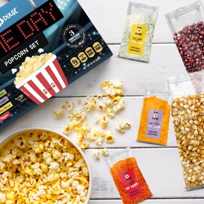 Game Day Movie Night Popcorn Gift Set Gifts For Men Family Gifts Party Supplies, 5 Non-GMO Gourmet Popcorn Kernels and 5 Popcorn Seasoning Flavoring - 10 Pack