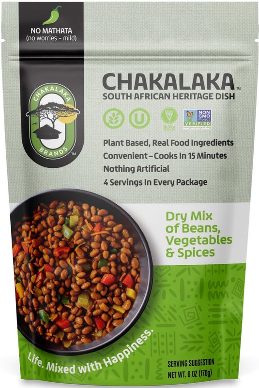 Chakalaka Vegetarian Dried Bean Mix - South African Side Dish with Beans, Vegetables, &amp; Spices - Bold, Robust Flavor, No Heat, Mild (1 Pk) 6 oz