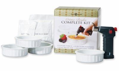 Dean Jacobs Quick &amp; Delicious Creme Brulee Gift Set with Culinary Torch for Caramelizing Tops