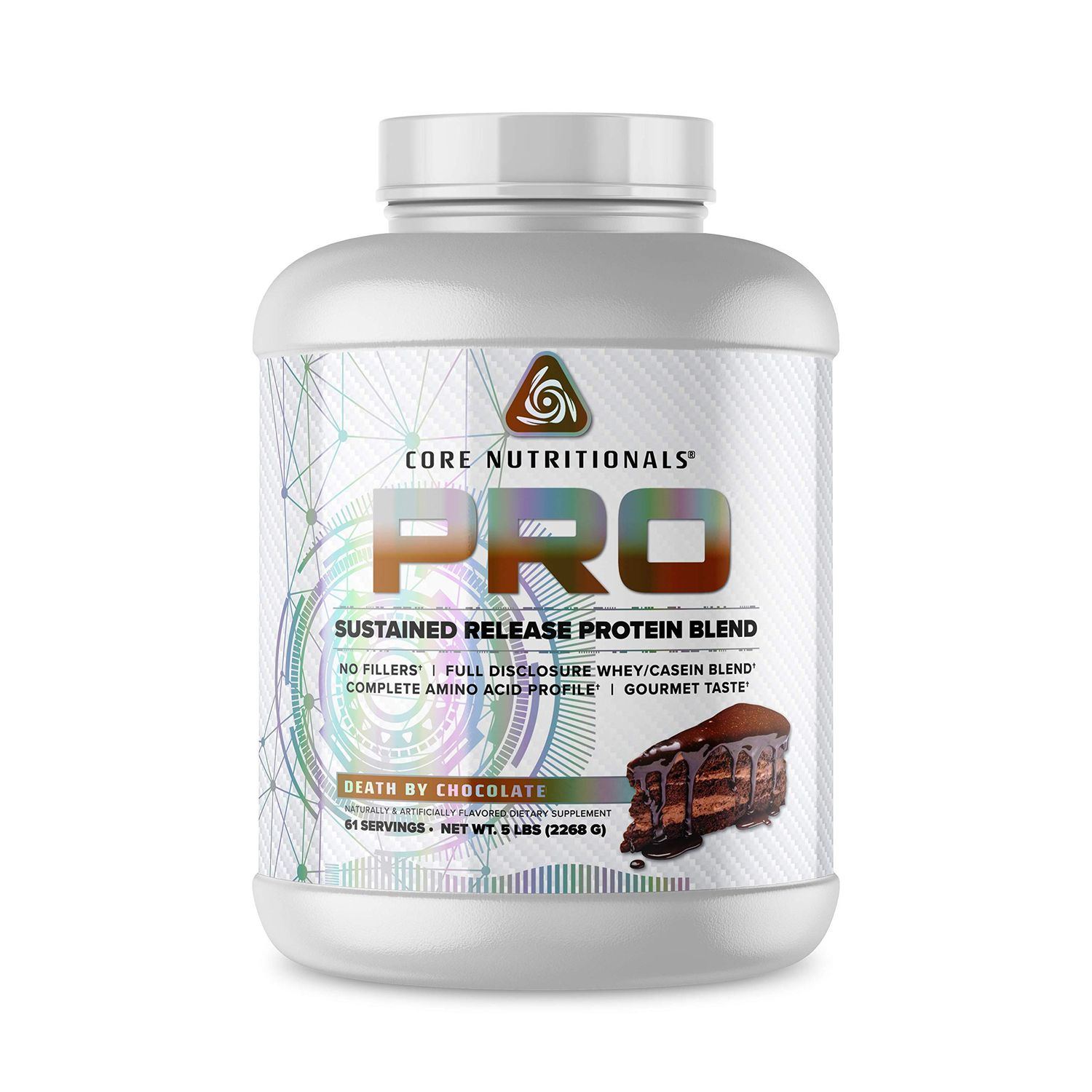 Core Nutritionals Pro Sustained Release Protein Blend, Digestive Enzyme Blend, 25G Protein, 2G Carb, 61 Servings (Death by Chocolate)
