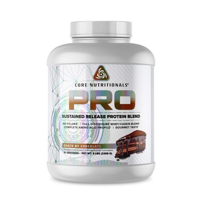 Core Nutritionals Pro Sustained Release Protein Blend, Digestive Enzyme Blend, 25G Protein, 2G Carb, 61 Servings (Death by Chocolate)