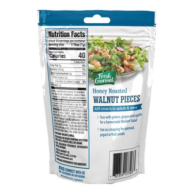 Fresh Gourmet Glazed Walnut Pieces  Honey Roasted Flavor 3.5 Ounce, Pack of 9  Crunchy Snack and Salad Topper