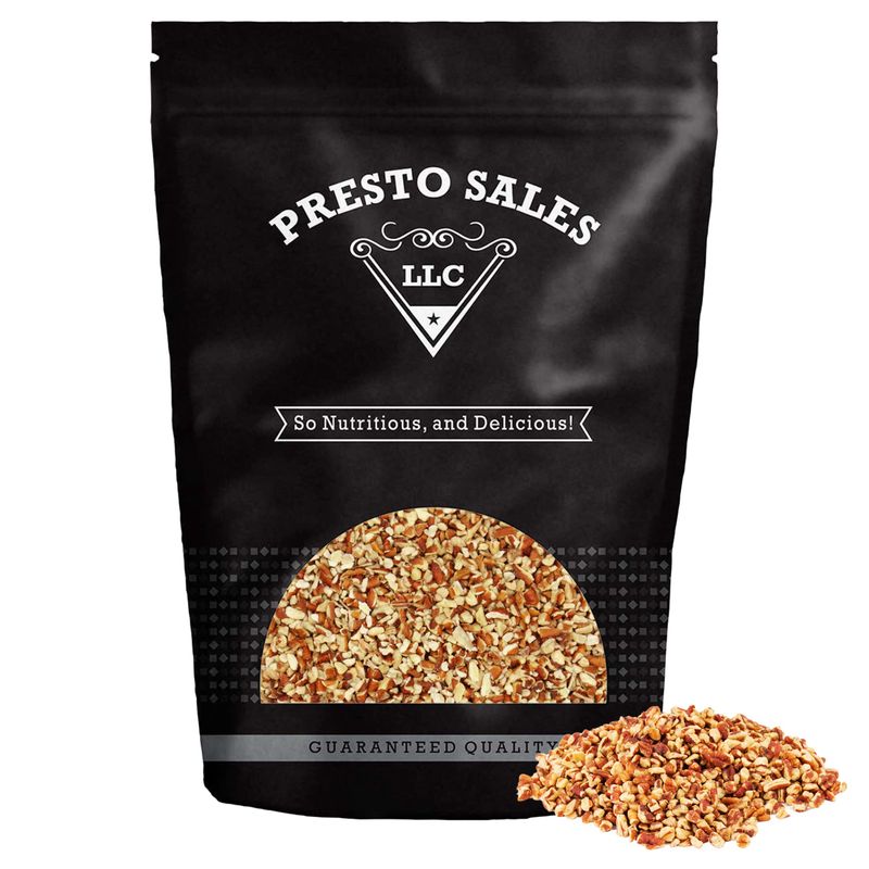 Presto Sales Chopped Pecans Midget Pieces 16 oz.  Raw, Unsalted, Shelled, Natural  Non-GMO, Keto/Paleo, Vegan  Low-Cholesterol, Low-Fat, Dairy-Free and Sugar-Free Diets  Resealable 1 lb. Bag