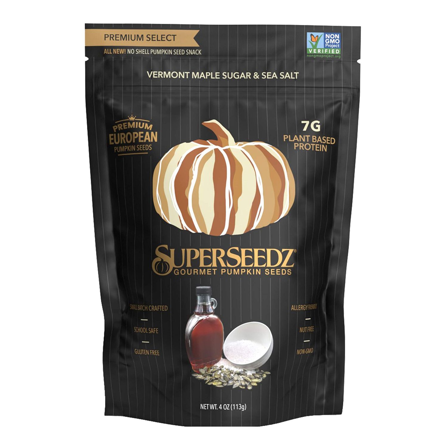 SuperSeedz Dry Roasted Pumpkin Seeds - Maple Sugar &amp; Sea Salt Pepitas, Whole 30, Vegan, Keto, 8g Plant Based Protein, Produced in USA, Nut Free, Fresh Gluten Free Snack (4oz)