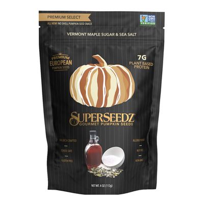 SuperSeedz Dry Roasted Pumpkin Seeds - Maple Sugar &amp; Sea Salt Pepitas, Whole 30, Vegan, Keto, 8g Plant Based Protein, Produced in USA, Nut Free, Fresh Gluten Free Snack (4oz)