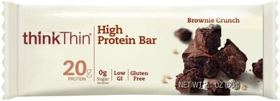 think! Protein Bars, High Protein Snacks, Gluten Free, Sugar Free Energy Bar with Whey Protein Isolate, Brownie Crunch, Nutrition Bars Without Artificial Sweeteners, 2.1 Oz (10 Count)