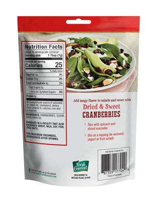 Fresh Gourmet Dried &amp; Sweet Cranberries  4 Ounce, Pack of 9  Crunchy Snack and Salad Topper
