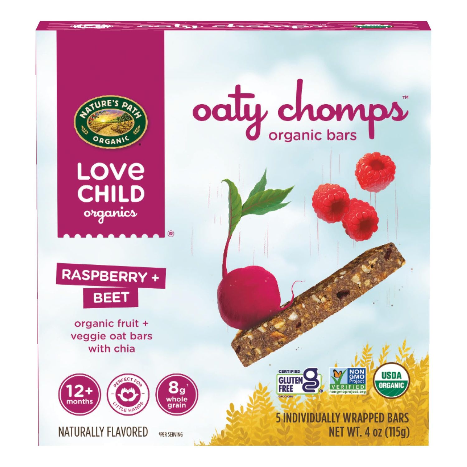 Love Child Organics Oaty Chomps Raspberry  Beet, 4 oz