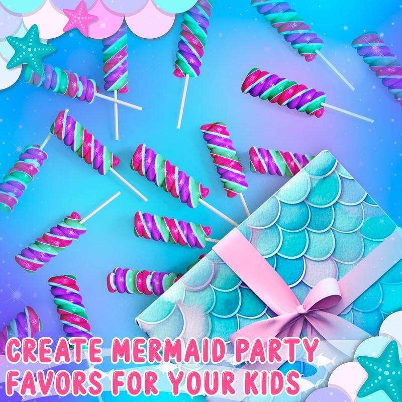 Mermaid Lollipops 20pk- Swirl Lollipops Mermaid Candy For Little Mermaid Party Favors &amp; Mermaid Party Supplies - Mermaid Suckers, Mermaid Snacks &amp; Mermaid Treats For Mermaid Birthday Party Favors