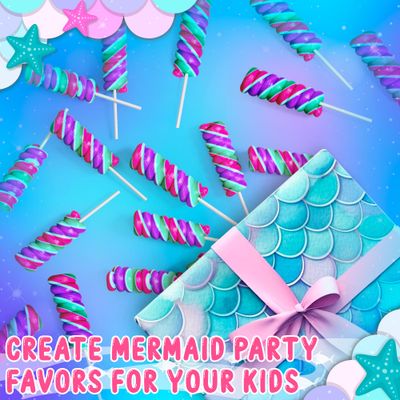 Mermaid Lollipops 20pk- Swirl Lollipops Mermaid Candy For Little Mermaid Party Favors & Mermaid Party Supplies - Mermaid Suckers, Mermaid Snacks & Mermaid Treats For Mermaid Birthday Party Favors