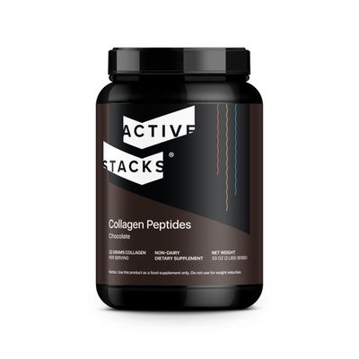 Active Stacks Collagen Peptides Protein Powder, Chocolate - Supports Healthy Hair, Skin, Bones and Joints for Men and Women - Easy-to-Mix Type 1 &amp; 3 Hydrolyzed Collagen from Grass-Fed Beef, 2 Pound