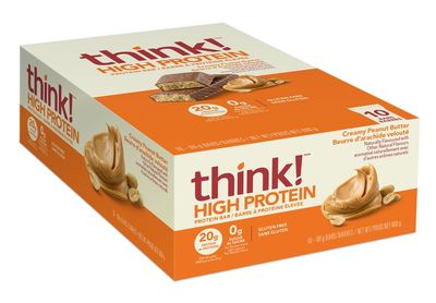 think! Keto Protein Bars, Healthy Low Carb, Low Sugar, Gluten Free Snack with No Artificial Sweeteners, 4G Net Carbs &amp; 10G of Whey Protein - Chocolate Peanut Butter Pie (10 Count)