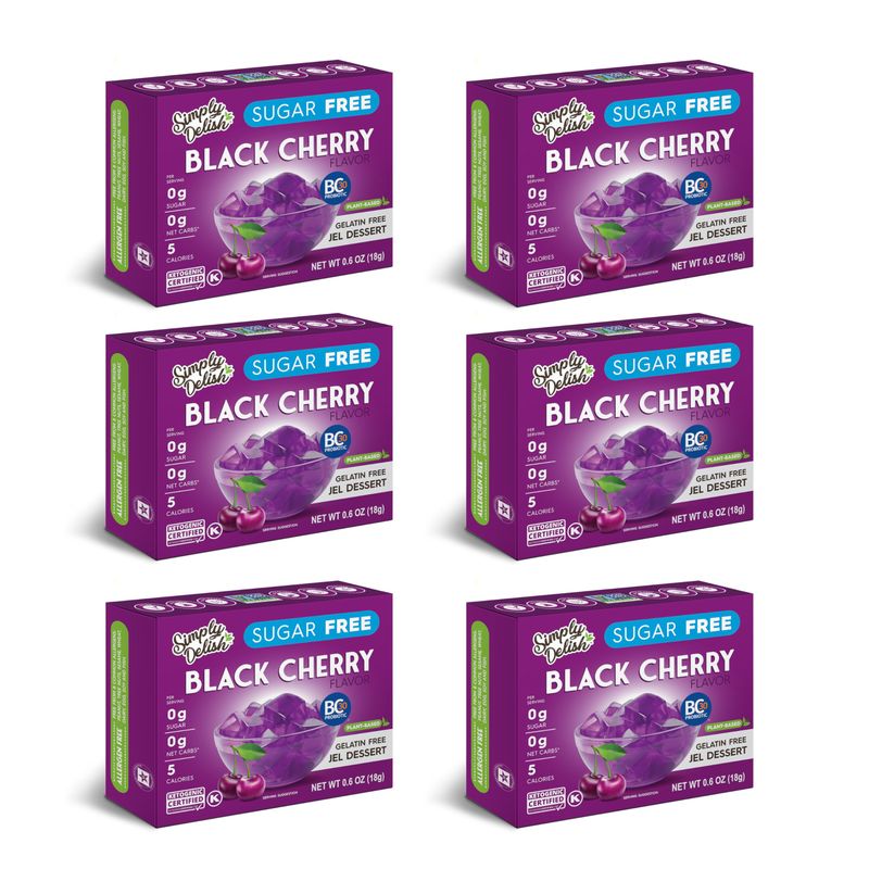 Simply Desserts Sugar-Free Black Cherry Jel, 6-Pack - Vegan Dessert, Keto Snacks, Diabetic Friendly &amp; Kosher, 1.7 Oz Ea