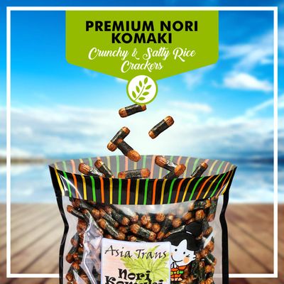 Asia Trans Nori Komaki Arare - Crispy Japanese Rice Crackers with Shoyu Flavor, Wrapped in Seaweed - Kaki Mochi Hawaiian Chips - Gourmet Snack, Crunchy Umami, Low Fat, Sweet and Salty Treats - 7 Ounce