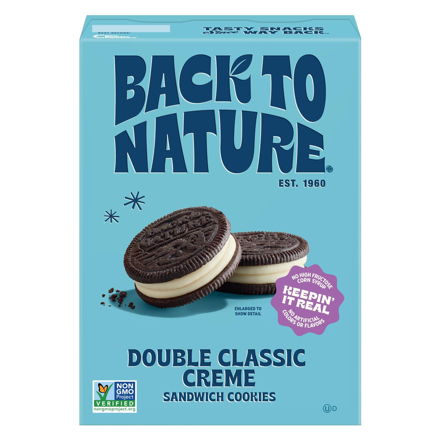 Back to Nature - Double Classic Creme Sandwich Cookies - Enjoy Our Plant Based Cookies Made with Wheat Flour - Vegan &amp; Non-GMO - Seriously Tasty Snacking - 5.5 Ounce (Pack of 6)
