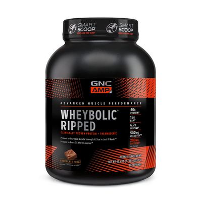 GNC AMP Wheybolic Ripped Clinically Proven Protein Powder &amp; Thermogenic Protein Supplement, Increases Muscle Strength &amp; Size, Energy &amp; Endurance, 40g Protein, 6.2g Leucine, 15g EAA, Burn More
