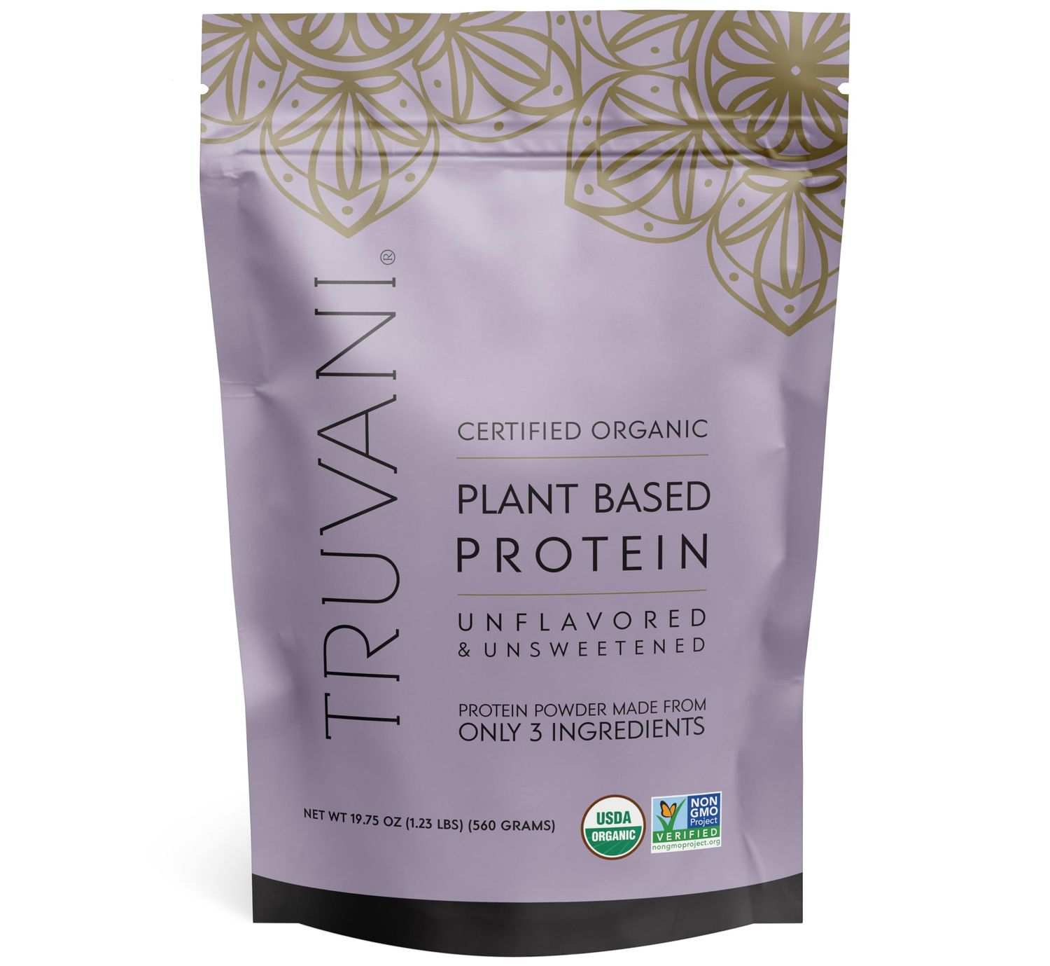 Truvani Vegan Pea Protein Powder  Unflavored  20g Organic Plant Based Protein  20 Servings  Keto  Gluten &amp; Dairy Free  Low Carb  No Added Sugar