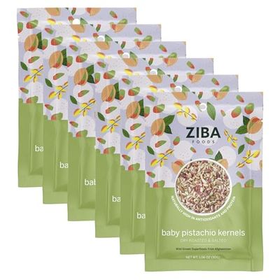 Ziba Foods Wild-Grown Baby Pistachio Kernels  Non-GMO, Vegan, Gluten Free Snack, Nuts  Wild Grown, Dry Roasted &amp; Salted  Healthy, Delicious Snack, Pack of 6