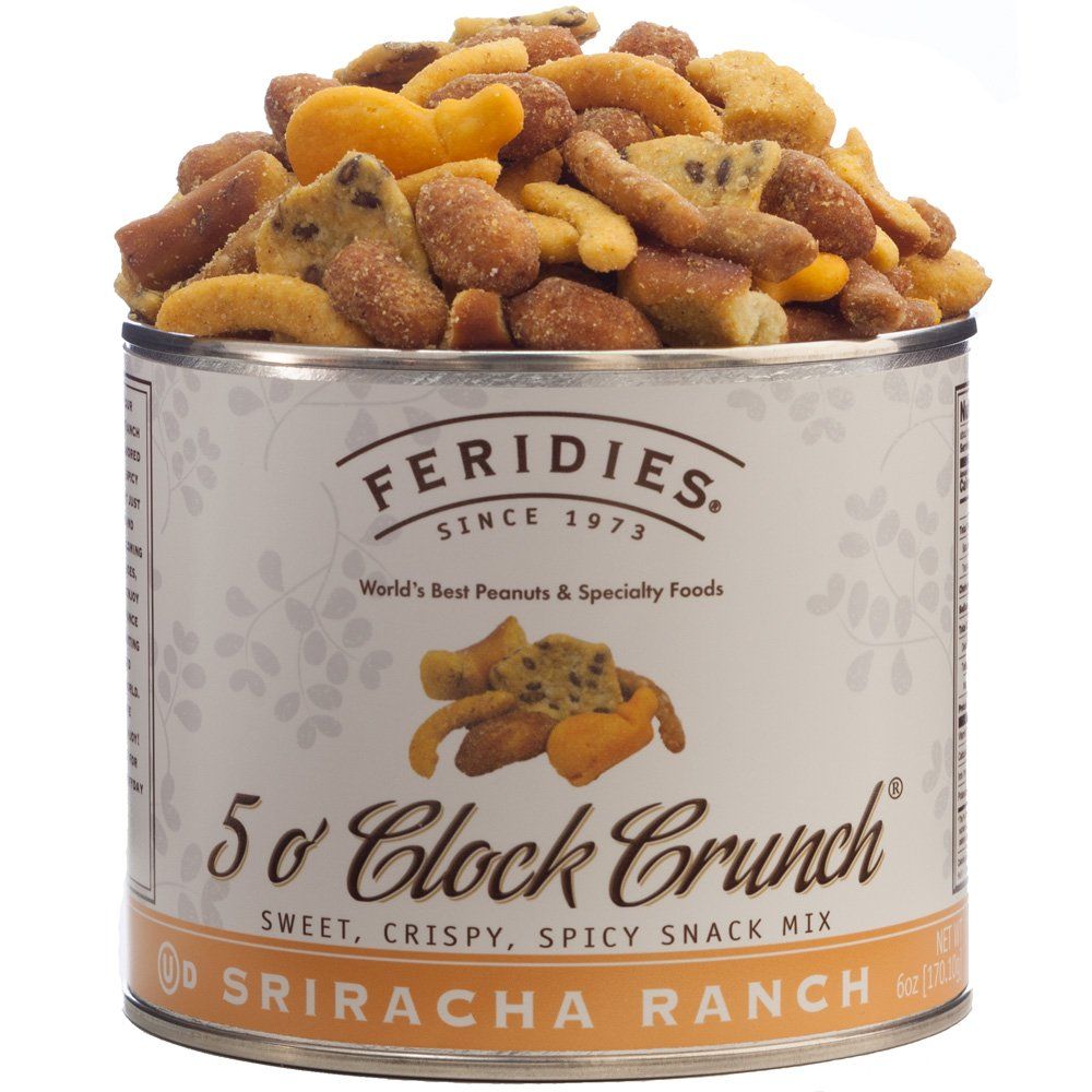 FERIDIES Sriracha Ranch 5 O&#39;Clock Crunch Spicy Nuts Snack Mix 6oz Vacuum Tin Salty Crunchy Snacks