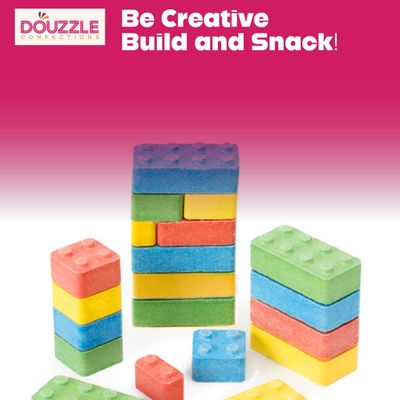 DOUzzle Easter Candies - Stack 'n Snack Candy Blocks, Edible Building Bricks Blox (10 Count, Pack of 1) Individually Wrapped Candies, Birthday Party Favors, Goodie Bags Stuffers - Kosher Parve