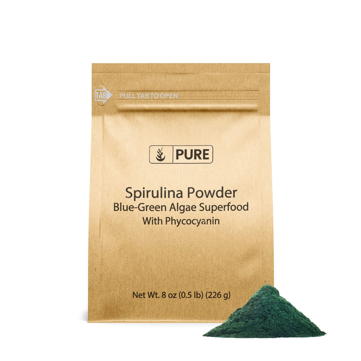PURE ORIGINAL INGREDIENTS Spirulina Powder (8oz) Plant-Based Complete Protein, Non-GMO