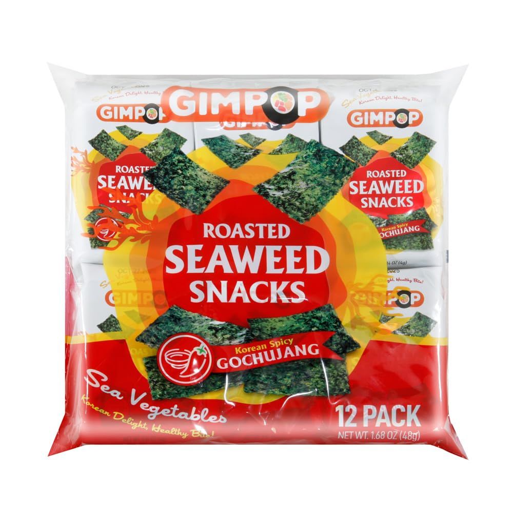 Korean Spicy Gochujang Roasted Seaweed Snacks - Bold &amp; Crunchy Snack Made from Clean Water Seaweed