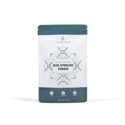 Blue Spirulina Powder with 100% Pure Phycocyanin - Gluten-Free, Non-GMO, Vegan Protein Powder Superfood - No Fishy Smell - Great for Smoothies &amp; Baking - Resealable Packaging - 60 Servings