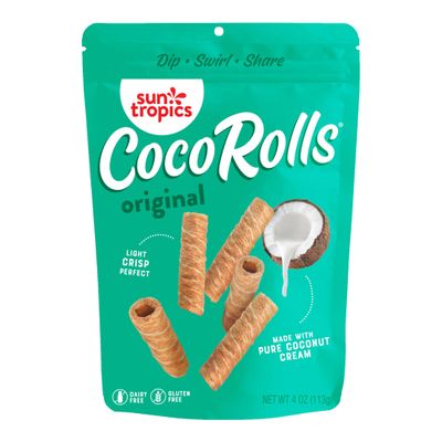 Sun Tropics CocoRolls Original Flavor- 6 count (4 oz each)  Crisp Rolled Wafer Cookies, Coconut Rolls Made With Pure Coconut Cream  Gluten Free &amp; Dairy Free Coconut Wafer Snack