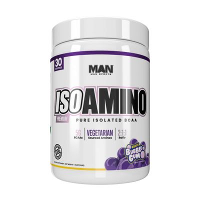 Man Sports ISO-Amino Pure Isolated BCAAs - Build Lean Muscle - Branched Chain Amino Acids Powder - Keto BCAA - Accelerate Recovery - 210 Grams, 30 Servings - Grape Bubble Gum