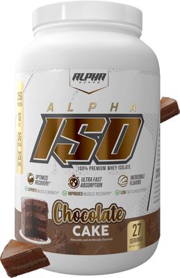 Alpha Supps ISO, Low Carb 100% Whey Protein Isolate Powder, 25 Grams Per Serving, Helps Support Muscle Growth, Low Sugar and Gluten Free (Chocolate Cake, 2 lb)