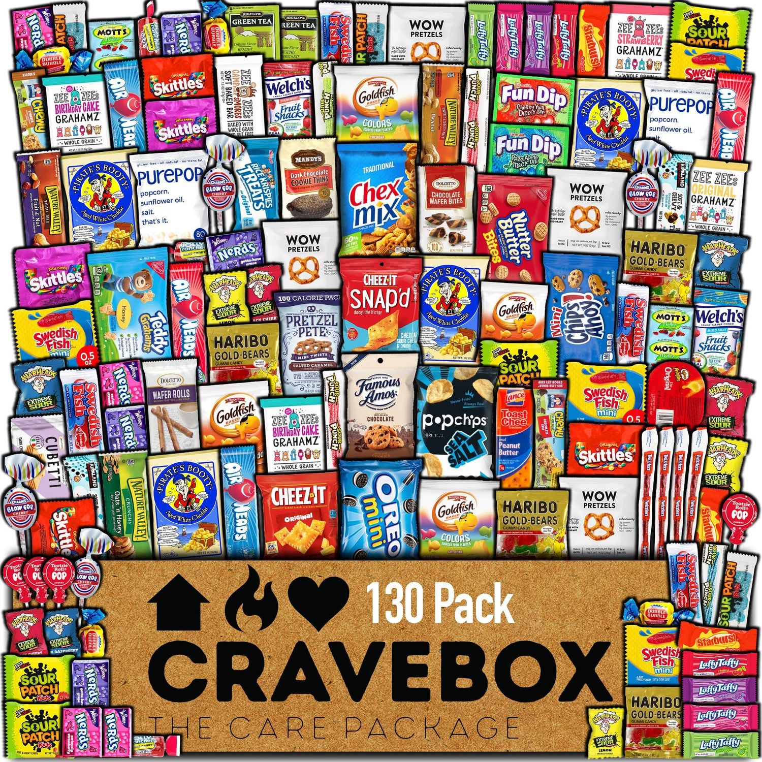 CRAVEBOX Snack Box (130 Count) Easter Variety Pack Care Package Gift Basket Adult Kid Guy Girl Women Men Birthday College Student Office College Back to School