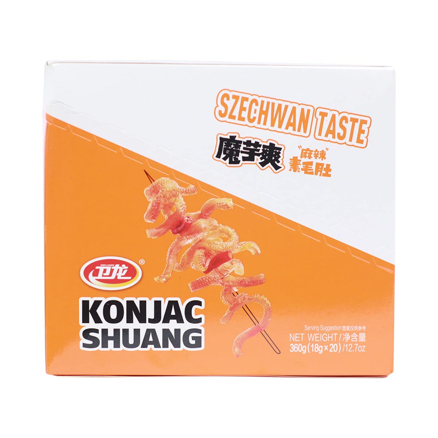 WeiLong Konjac Snack, Spicy Hot Strips, Spicy Snacks Latiao La tiao, Chinese Snacks Moyushuang, Sichuan Spicy Flavor, (), 18g20 Bags, Pack of 1
