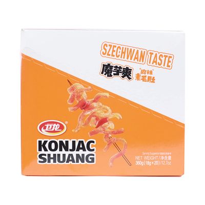 WeiLong Konjac Snack, Spicy Hot Strips, Spicy Snacks Latiao La tiao, Chinese Snacks Moyushuang, Sichuan Spicy Flavor, (), 18g20 Bags, Pack of 1