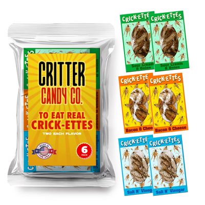 HotLix Crick-ettes Edible Crickets (6-Pack)  Dried Crickets to Eat, Edible Insects for Humans, Flavored Crickets, Dried Edible Bugs to Eat, Cricket Snacks for Humans, Weird Snacks, Exotic Snacks
