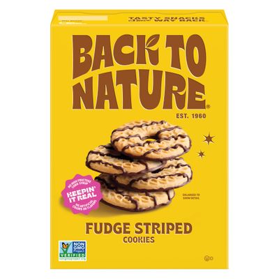 Back to Nature - Fudge Striped Cookies - Made with Quality Ingredients like Wheat Flour - Vegan and Non-GMO - Seriously Tasty Snack - 5.5 Ounce (Pack of 6)