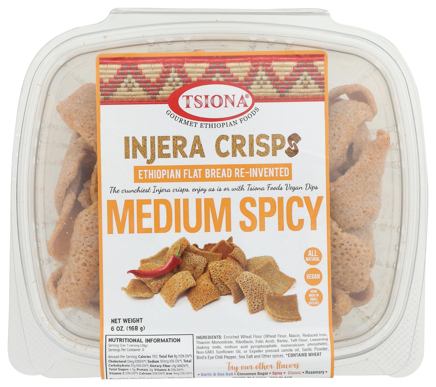 TSIONA FOODS Medium Spicy Injera Crisps, 6 OZ
