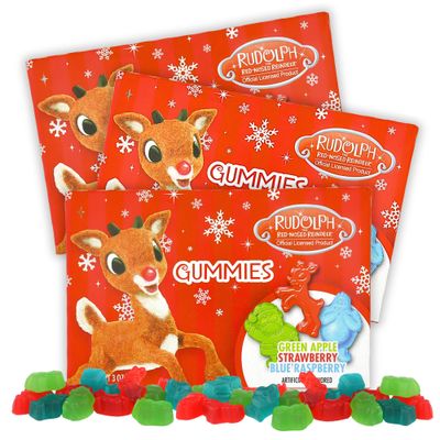 Needzo Flavored Christmas Gummies, Festive Holiday Gummy Candy, Movie Theater Boxes, 3 Ounces (Pack of 3) (Reindeer)