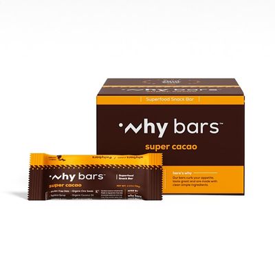 Why Bars, Protein Bars, Super Cacao, 2.04 Ounce Bars (Pack of 12 Protein Bars) - Protein Bar Superfood, Gluten Free, Non GMO, Organic, Vegan, Simple Ingredients